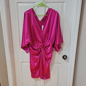 Express Fuchsia Satin Dress